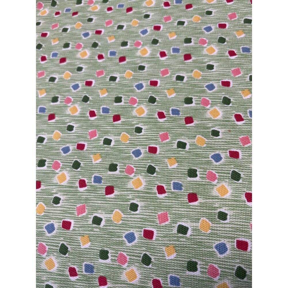 Vintage Bloomcraft Screen Print Fabric 1/2 yard x 54" Green with Multicolor Geom